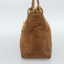 Christian Dior Canage Hand Bag Suede Brown Gold Tone Auth gh2284-4