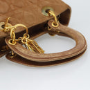 Christian Dior Canage Hand Bag Suede Brown Gold Tone Auth gh2284-7