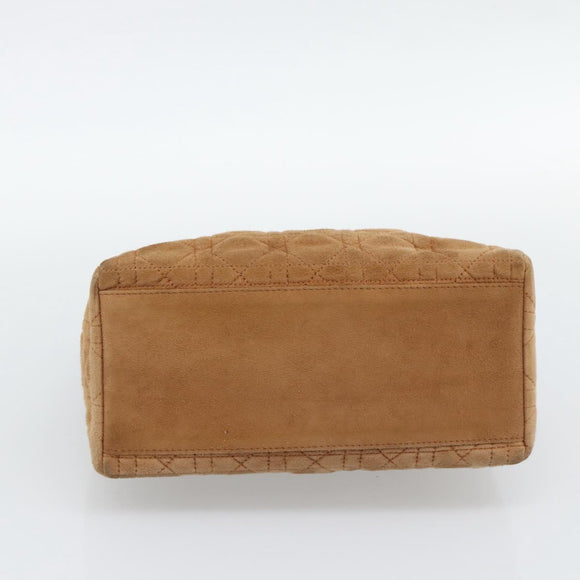 Christian Dior Canage Hand Bag Suede Brown Gold Tone Auth gh2284