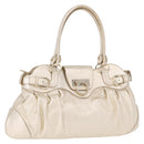 Salvatore Ferragamo Gancini Tote Bag Leather Gold Auth gh2287A-1