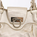 Salvatore Ferragamo Gancini Tote Bag Leather Gold Auth gh2287A-14