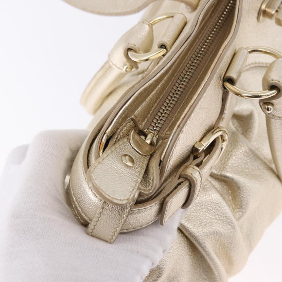Salvatore Ferragamo Gancini Tote Bag Leather Gold Auth gh2287A