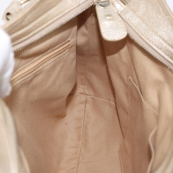 Salvatore Ferragamo Gancini Tote Bag Leather Gold Auth gh2287A