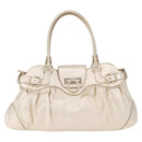 Salvatore Ferragamo Gancini Tote Bag Leather Gold Auth gh2287A-2
