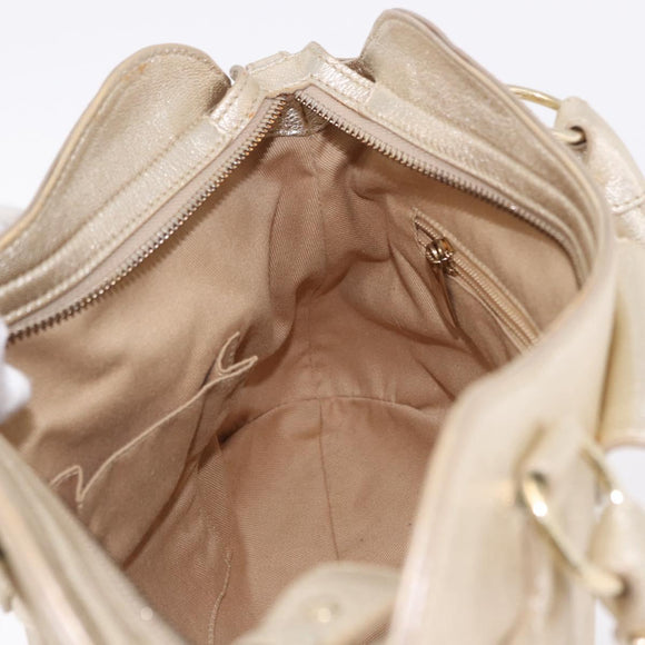 Salvatore Ferragamo Gancini Tote Bag Leather Gold Auth gh2287A
