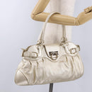 Salvatore Ferragamo Gancini Tote Bag Leather Gold Auth gh2287A-23