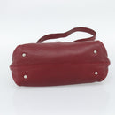 Salvatore Ferragamo Gancini Hand Bag Leather 2way Red Silver Auth gh2288A-11