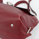 Salvatore Ferragamo Gancini Hand Bag Leather 2way Red Silver Auth gh2288A-12