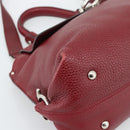 Salvatore Ferragamo Gancini Hand Bag Leather 2way Red Silver Auth gh2288A-13