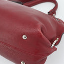 Salvatore Ferragamo Gancini Hand Bag Leather 2way Red Silver Auth gh2288A-14