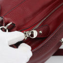 Salvatore Ferragamo Gancini Hand Bag Leather 2way Red Silver Auth gh2288A-18