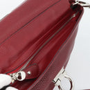 Salvatore Ferragamo Gancini Hand Bag Leather 2way Red Silver Auth gh2288A-19