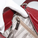 Salvatore Ferragamo Gancini Hand Bag Leather 2way Red Silver Auth gh2288A-24