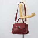 Salvatore Ferragamo Gancini Hand Bag Leather 2way Red Silver Auth gh2288A-28