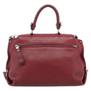 Salvatore Ferragamo Gancini Hand Bag Leather 2way Red Silver Auth gh2288A-3