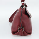 Salvatore Ferragamo Gancini Hand Bag Leather 2way Red Silver Auth gh2288A-4