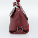 Salvatore Ferragamo Gancini Hand Bag Leather 2way Red Silver Auth gh2288A-5