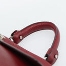 Salvatore Ferragamo Gancini Hand Bag Leather 2way Red Silver Auth gh2288A-8