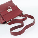 Salvatore Ferragamo Gancini Hand Bag Leather 2way Red Silver Auth gh2288A-9