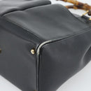 GUCCI Bamboo Hand Bag Leather Outlet Black Gold Tone 000 123 0316 Auth gh2298-9