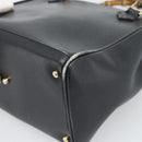 GUCCI Bamboo Hand Bag Leather Outlet Black Gold Tone 000 123 0316 Auth gh2298-15