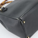 GUCCI Bamboo Hand Bag Leather Outlet Black Gold Tone 000 123 0316 Auth gh2298-16