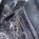 GUCCI Bamboo Hand Bag Leather Outlet Black Gold Tone 000 123 0316 Auth gh2298-20