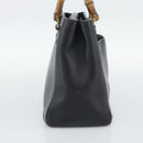 GUCCI Bamboo Hand Bag Leather Outlet Black Gold Tone 000 123 0316 Auth gh2298-3