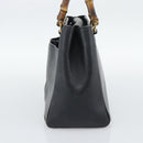 GUCCI Bamboo Hand Bag Leather Outlet Black Gold Tone 000 123 0316 Auth gh2298-4