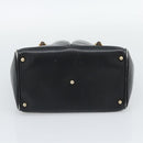 GUCCI Bamboo Hand Bag Leather Outlet Black Gold Tone 000 123 0316 Auth gh2298-5