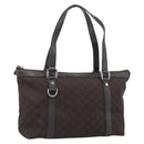 GUCCI GG Canvas Abbey Tote Bag Outlet Dark Brown Silver 268640 Auth gh2299-1