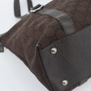 GUCCI GG Canvas Abbey Tote Bag Outlet Dark Brown Silver 268640 Auth gh2299-11