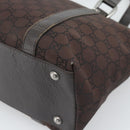 GUCCI GG Canvas Abbey Tote Bag Outlet Dark Brown Silver 268640 Auth gh2299-12