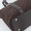 GUCCI GG Canvas Abbey Tote Bag Outlet Dark Brown Silver 268640 Auth gh2299-13