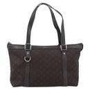 GUCCI GG Canvas Abbey Tote Bag Outlet Dark Brown Silver 268640 Auth gh2299-2