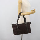 GUCCI GG Canvas Abbey Tote Bag Outlet Dark Brown Silver 268640 Auth gh2299-22