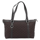 GUCCI GG Canvas Abbey Tote Bag Outlet Dark Brown Silver 268640 Auth gh2299-3