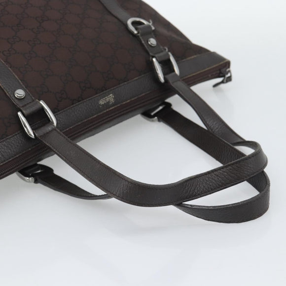 GUCCI GG Canvas Abbey Tote Bag Outlet Dark Brown Silver 268640 Auth gh2299