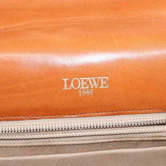 LOEWE Anagram Hand Bag Leather Brown Auth gh230