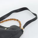 GUCCI Bamboo Hand Bag Leather 2way Black Gold Tone 001 1577 2615 Auth gh2300-10
