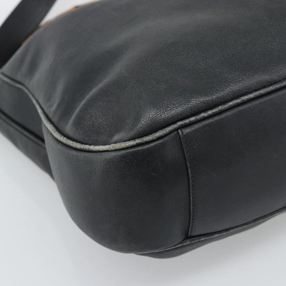 GUCCI Bamboo Hand Bag Leather 2way Black Gold Tone 001 1577 2615 Auth gh2300