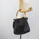 GUCCI Bamboo Hand Bag Leather 2way Black Gold Tone 001 1577 2615 Auth gh2300-23