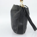 GUCCI Bamboo Hand Bag Leather 2way Black Gold Tone 001 1577 2615 Auth gh2300-4