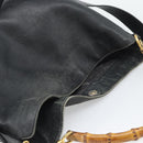 GUCCI Bamboo Hand Bag Leather 2way Black Gold Tone 001 1577 2615 Auth gh2300-6