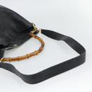 GUCCI Bamboo Hand Bag Leather 2way Black Gold Tone 001 1577 2615 Auth gh2300-9