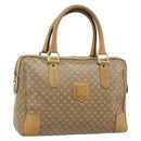 CELINE Macadam Hand Bag PVC Leather Beige Gold Tone Auth gh2301-1