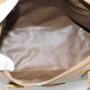 CELINE Macadam Hand Bag PVC Leather Beige Gold Tone Auth gh2301-17