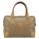 CELINE Macadam Hand Bag PVC Leather Beige Gold Tone Auth gh2301-2