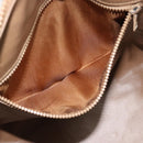 CELINE Macadam Hand Bag PVC Leather Beige Gold Tone Auth gh2301-21