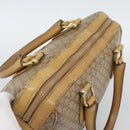 CELINE Macadam Hand Bag PVC Leather Beige Gold Tone Auth gh2301-6
